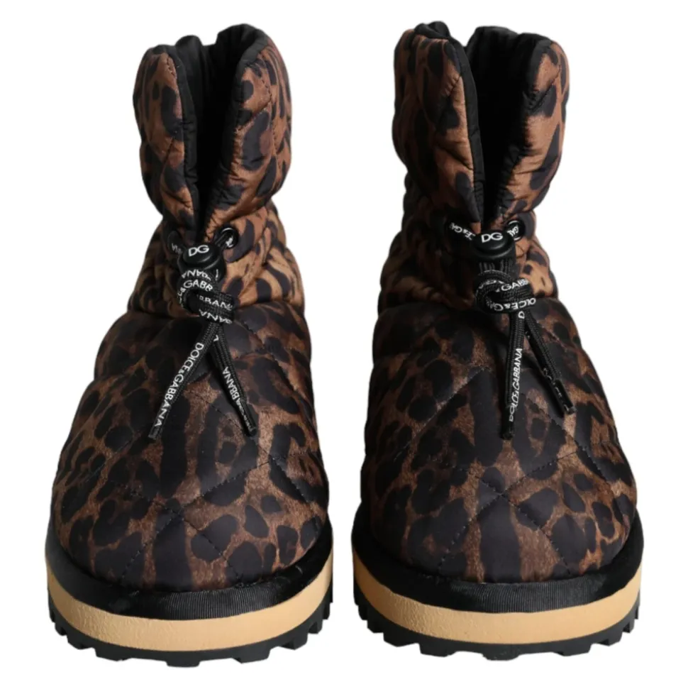 Leopard Ankle Boots Padded Shoes