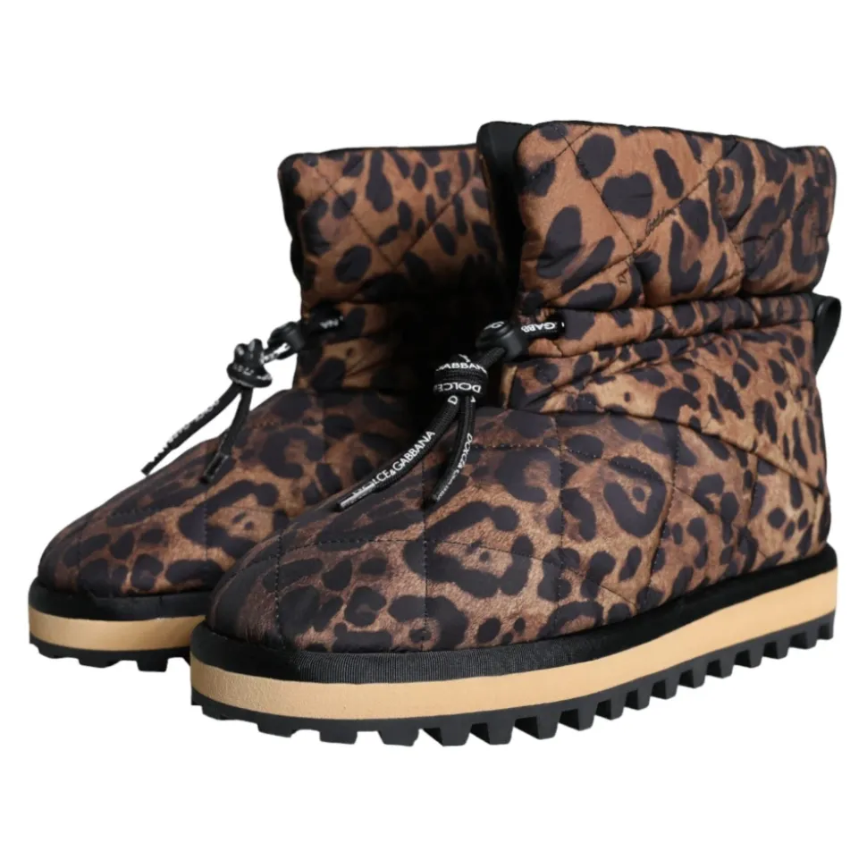 Leopard Ankle Boots Padded Shoes
