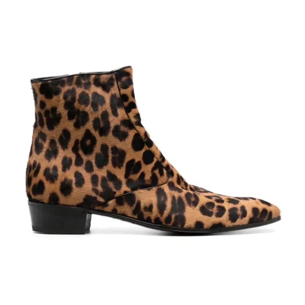 Leopard Suede Ankle Boots