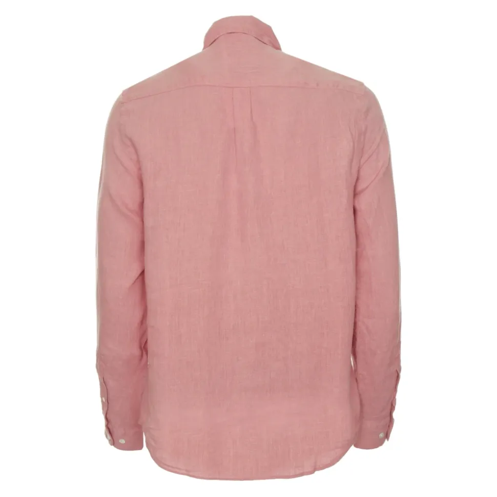 Linen Shirt Kent Collar Button-Up Chest Pocket