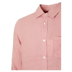 Linen Shirt Kent Collar Button-Up Chest Pocket