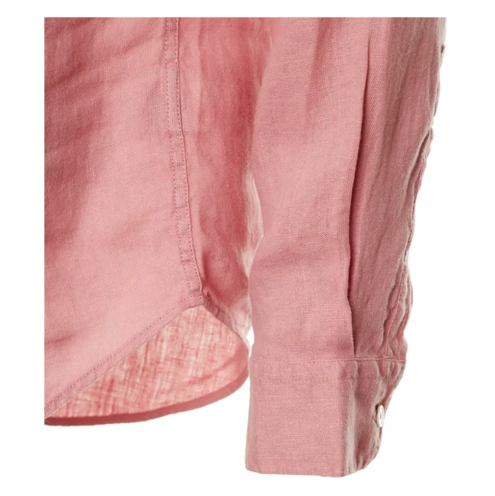 Linen Shirt Kent Collar Button-Up Chest Pocket