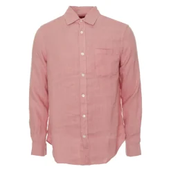 Linen Shirt Kent Collar Button-Up Chest Pocket