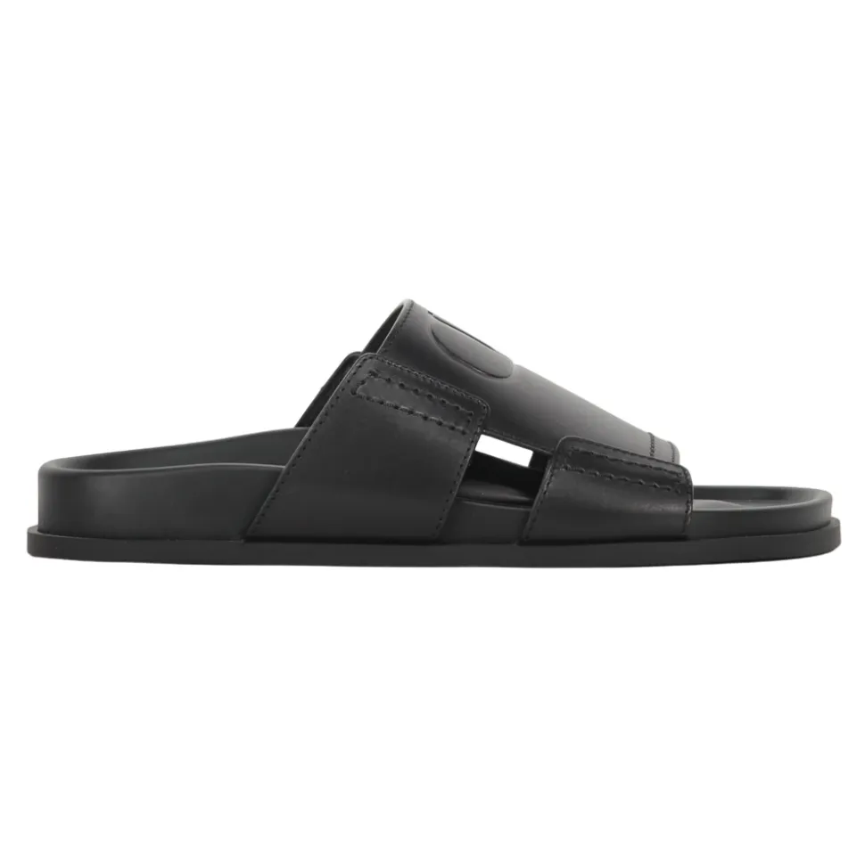 Logo Detail Leather Slides