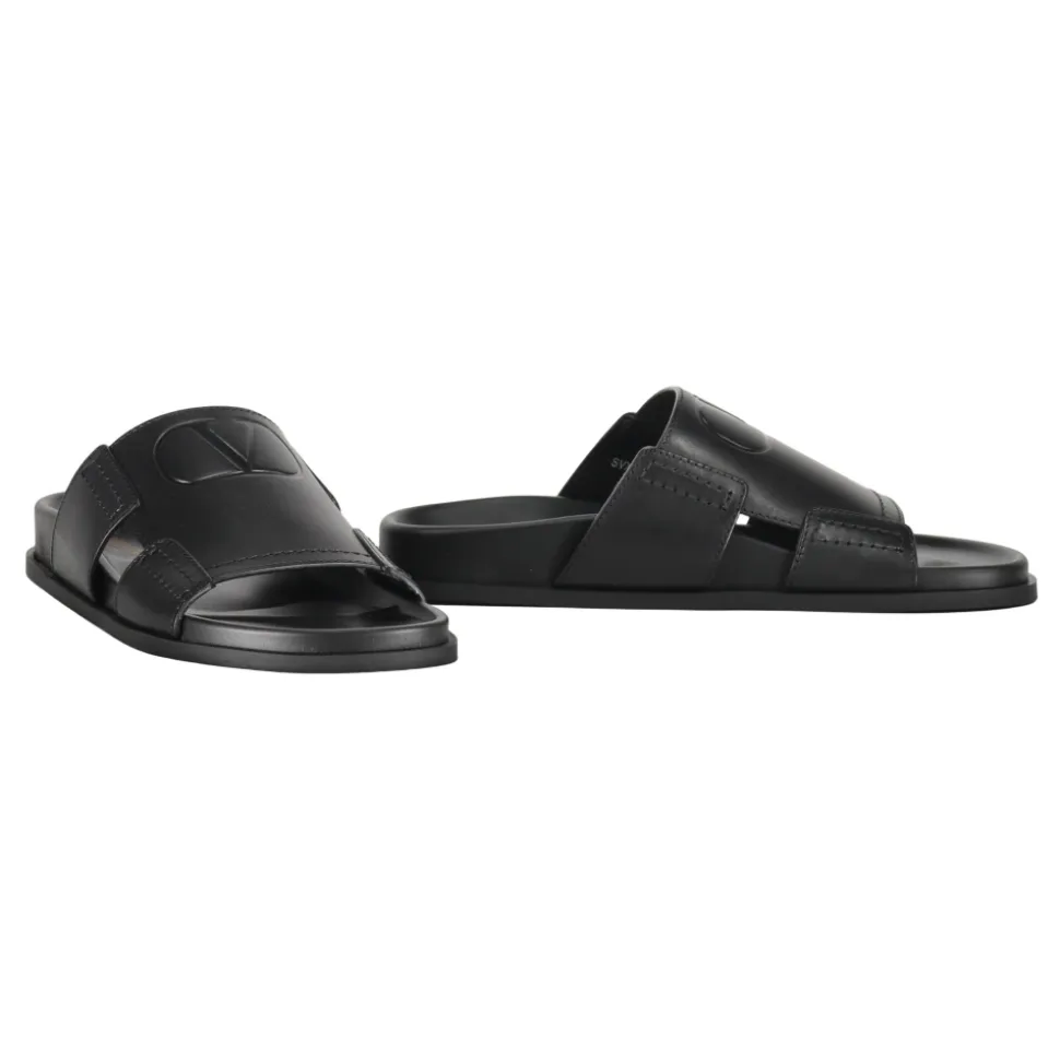 Logo Detail Leather Slides