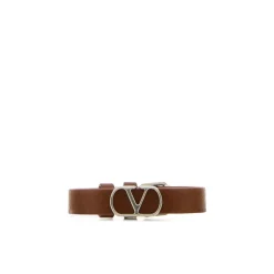 Logo Leather Bracelet Silver-tone Buckle