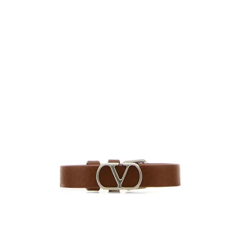 Logo Leather Bracelet Silver-tone Buckle
