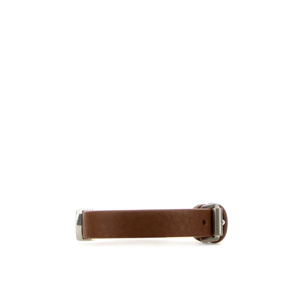 Logo Leather Bracelet Silver-tone Buckle