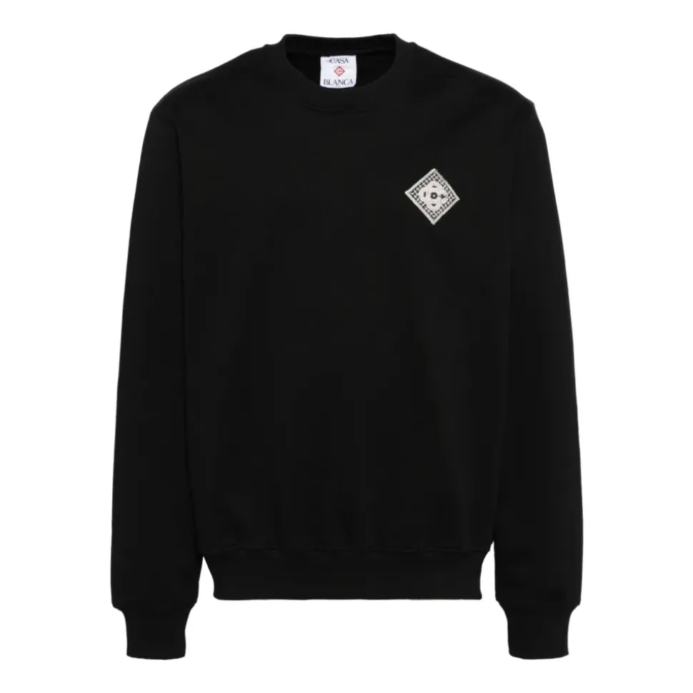 Logo Patch Sweatshirt Black Cotton