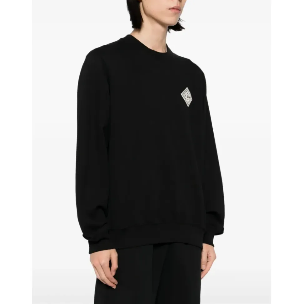 Logo Patch Sweatshirt Black Cotton
