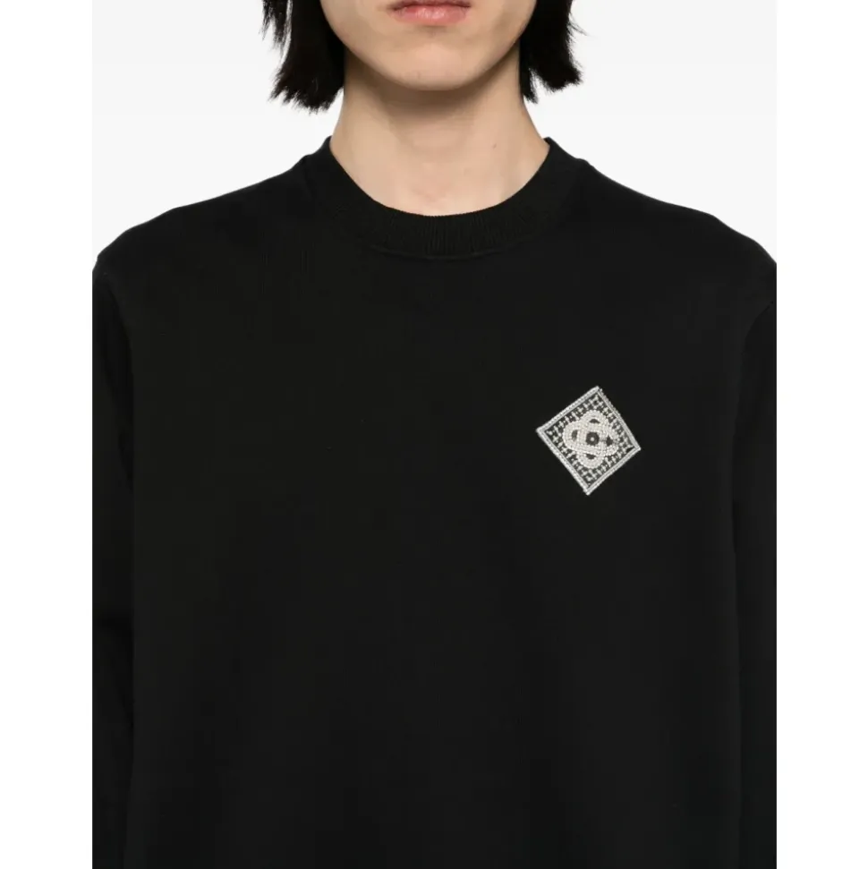 Logo Patch Sweatshirt Black Cotton