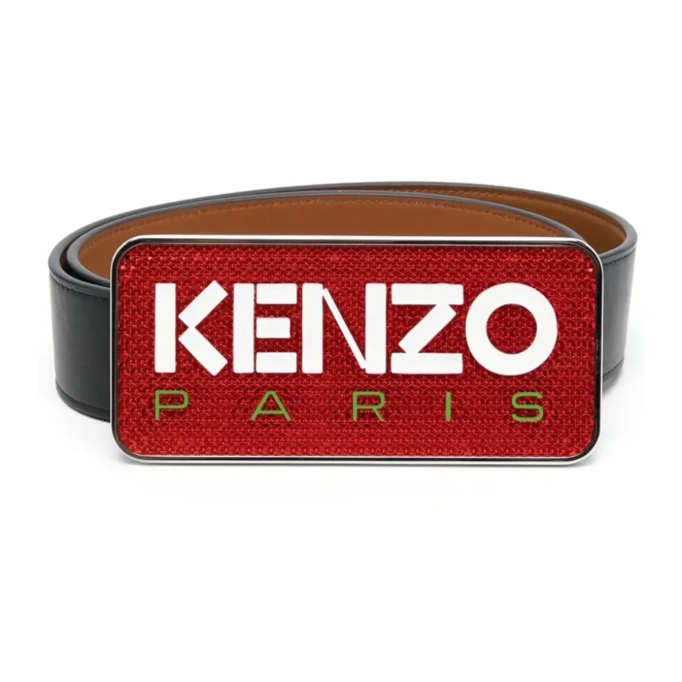 Logo Plaque Leather Belt