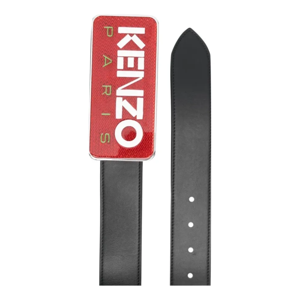 Logo Plaque Leather Belt