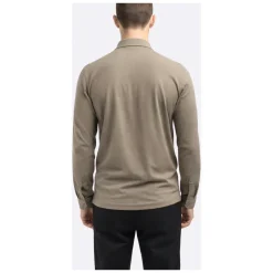 Long-Sleeve Polo in Crepe Cotton