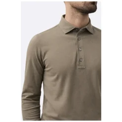 Long-Sleeve Polo in Crepe Cotton