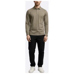 Long-Sleeve Polo in Crepe Cotton