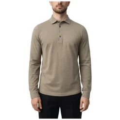 Long-Sleeve Polo in Crepe Cotton