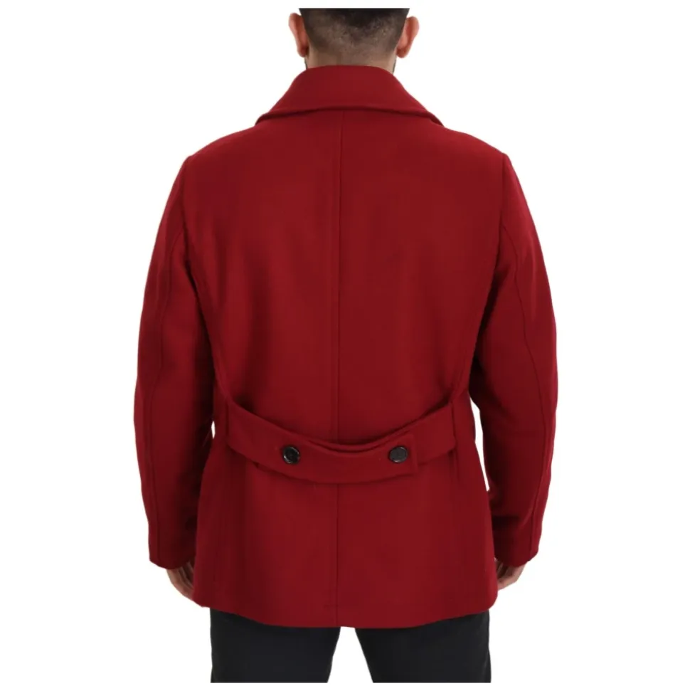 Luxurious Red Double-Breasted Coat