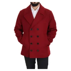 Luxurious Red Double-Breasted Coat