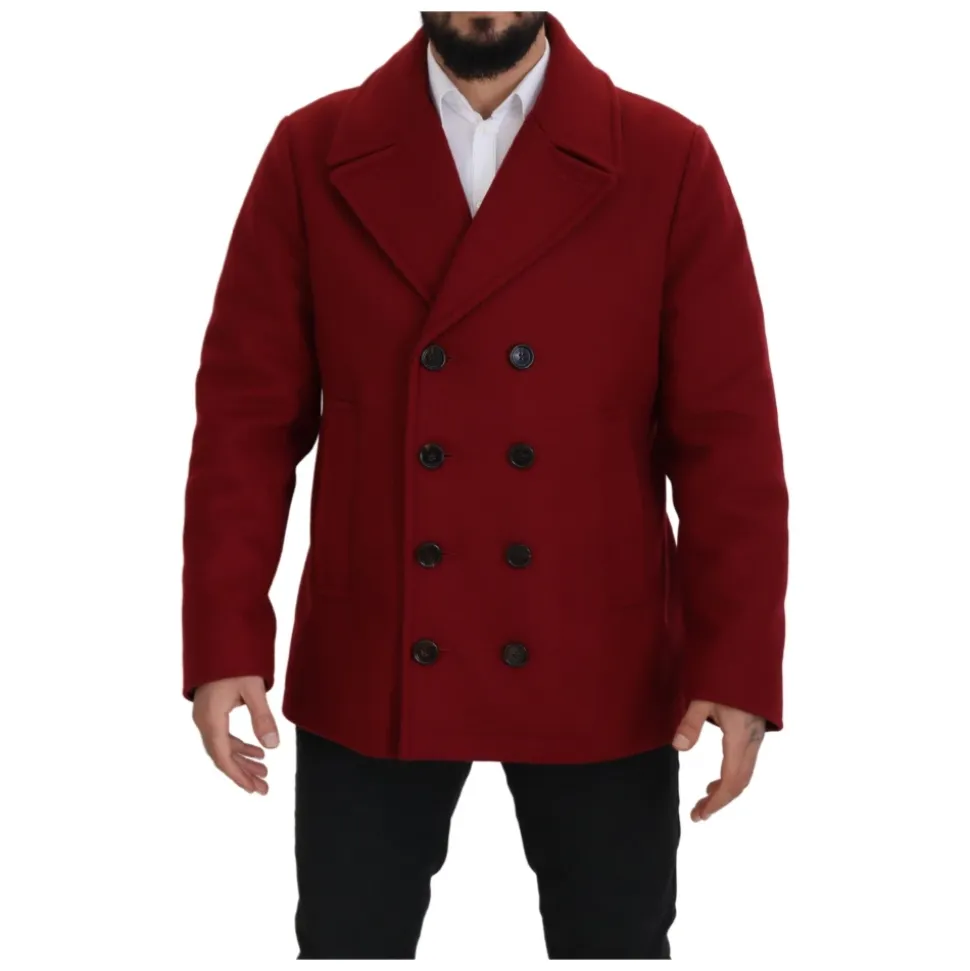 Luxurious Red Double-Breasted Coat