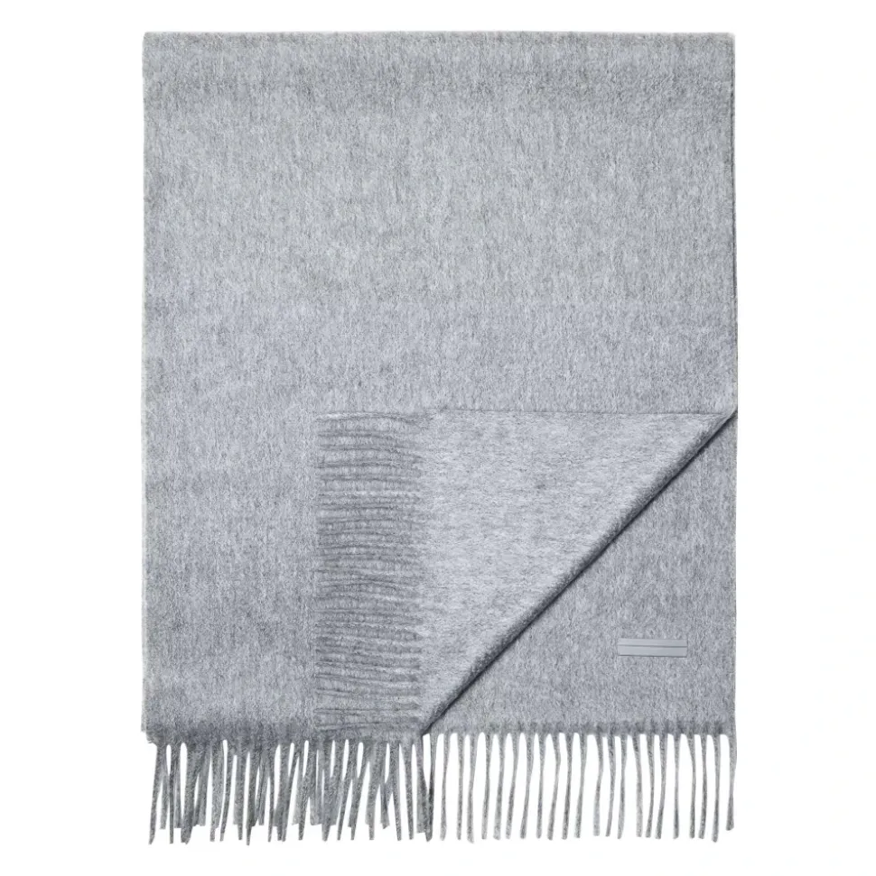Luxury Cashmere Scarf Dark Blue Fringed