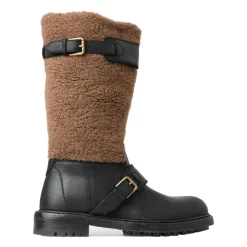 Luxury Shearling Leather Long Boots