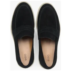 Men's Black Loafers made of Italian Genuine Velour Estro ER00117291
