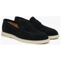 Men's Black Loafers made of Italian Genuine Velour Estro ER00117291