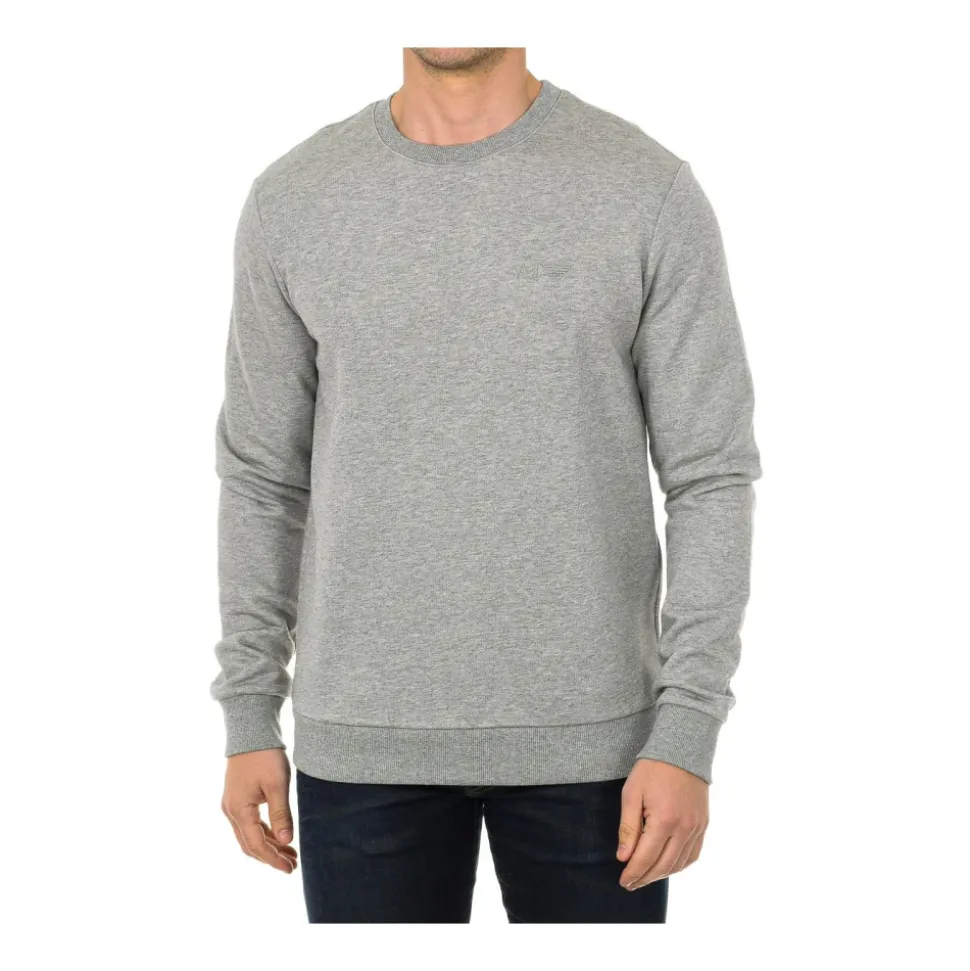Men's Black Sweatshirt Round Neck Long Sleeve