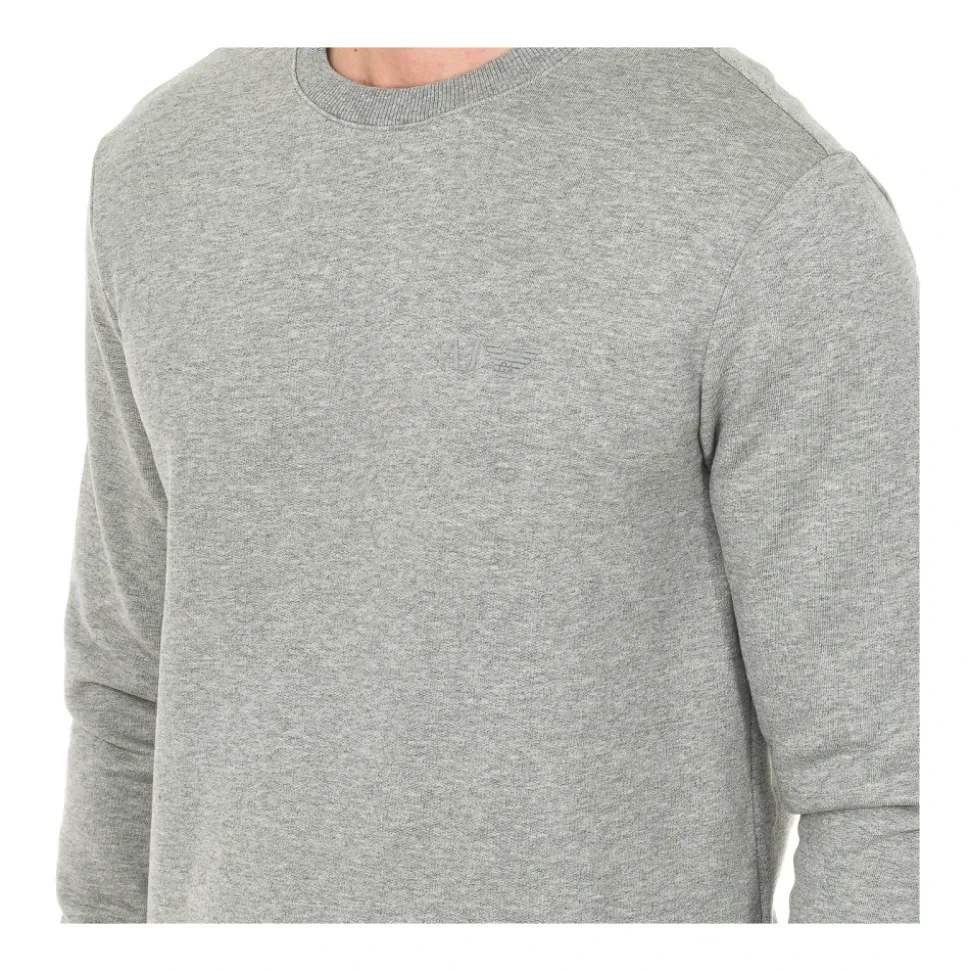 Men's Black Sweatshirt Round Neck Long Sleeve