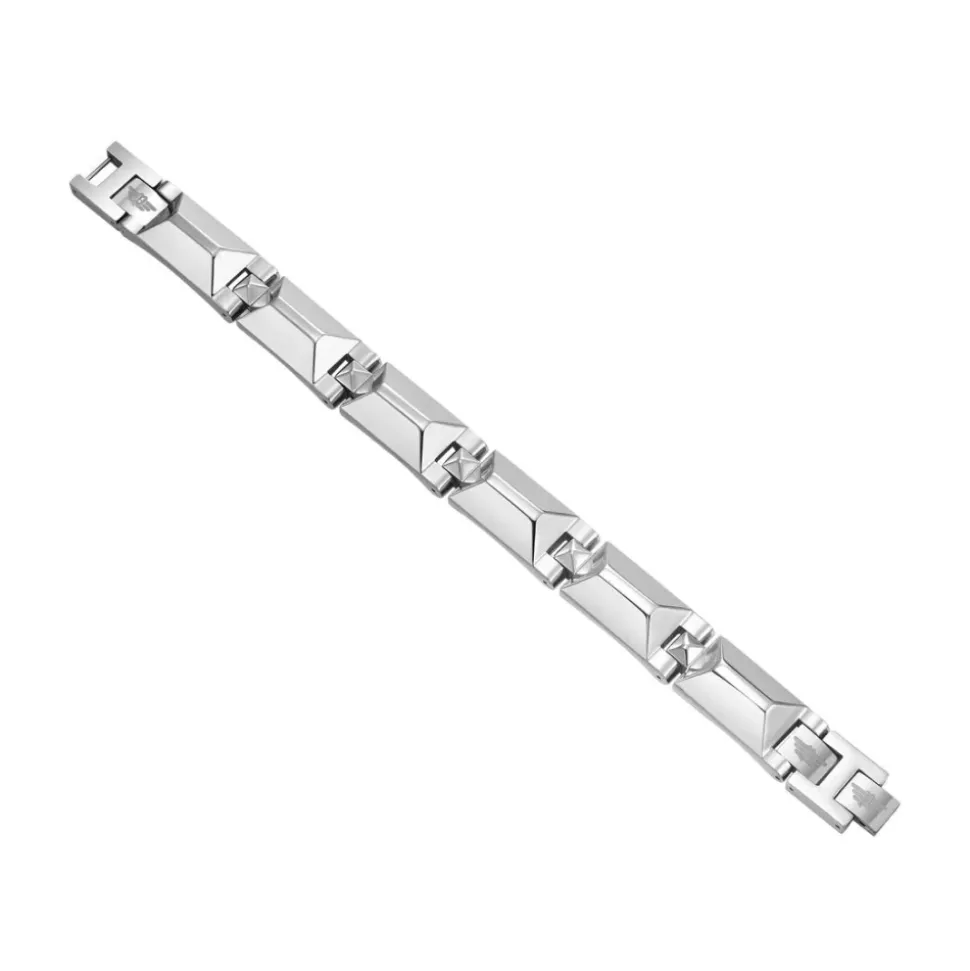 Mens Bracelet Geometric Metal Steel Black 200mm