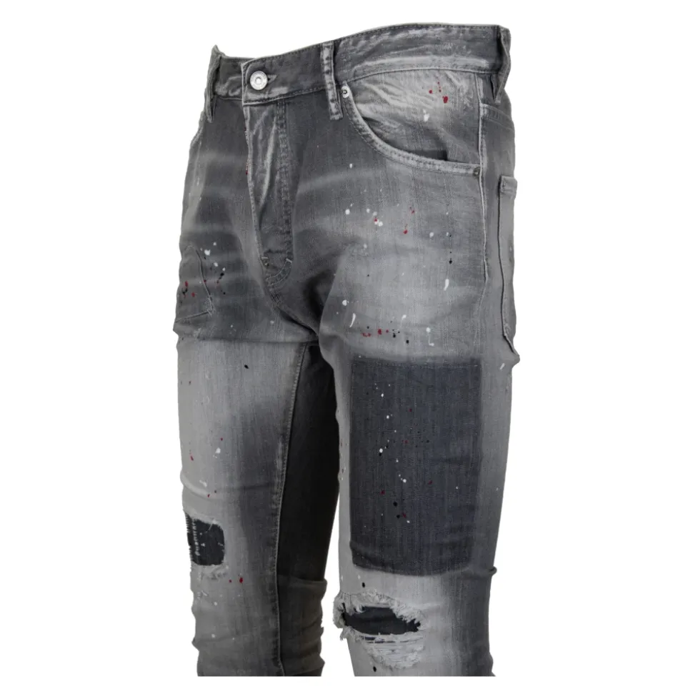 Men's Button Jeans with Leather Patch