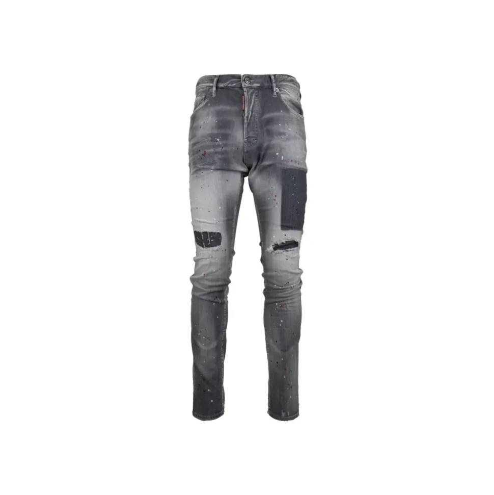 Men's Button Jeans with Leather Patch