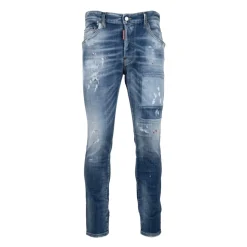 Men's Button Jeans with Leather Patch