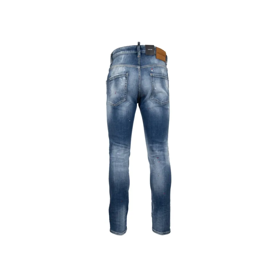 Men's Button Jeans with Leather Patch