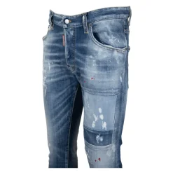 Men's Button Jeans with Leather Patch