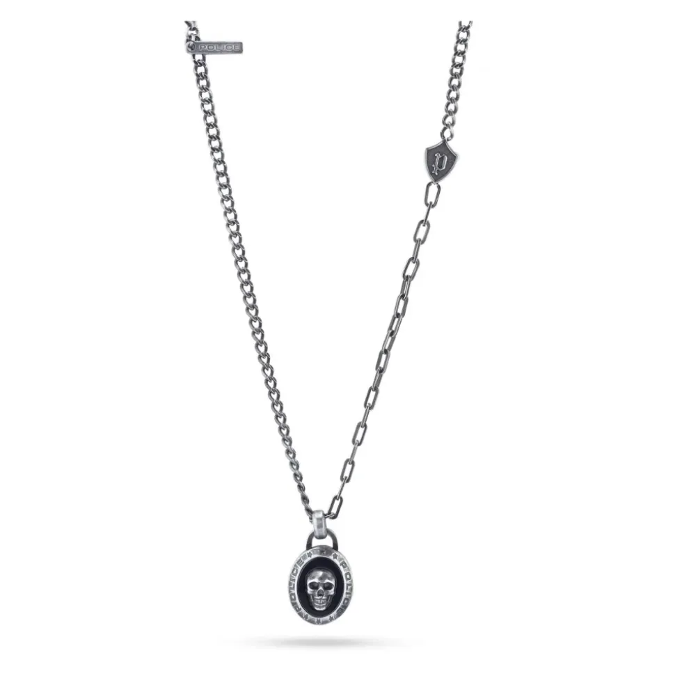 Mens Chain Silver Skull Pendant