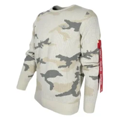 Mens Crew Neck Sweater with Camouflage Pattern