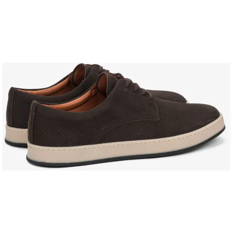 Men’s Dark Brown Derby Shoes in Genuine Velour Estro ER00119437