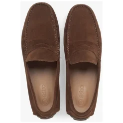 Men's Dark Brown Loafers made of Genuine Velour Estro ER00117605