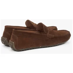 Men's Dark Brown Loafers made of Genuine Velour Estro ER00117605