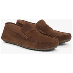 Men's Dark Brown Loafers made of Genuine Velour Estro ER00117605