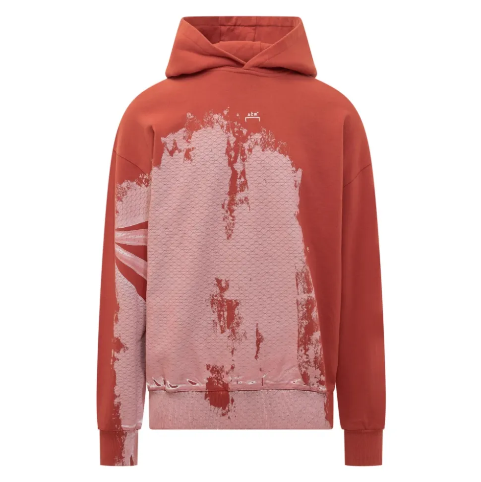 Mens Hooded Sweatshirt with Brushstroke Effect