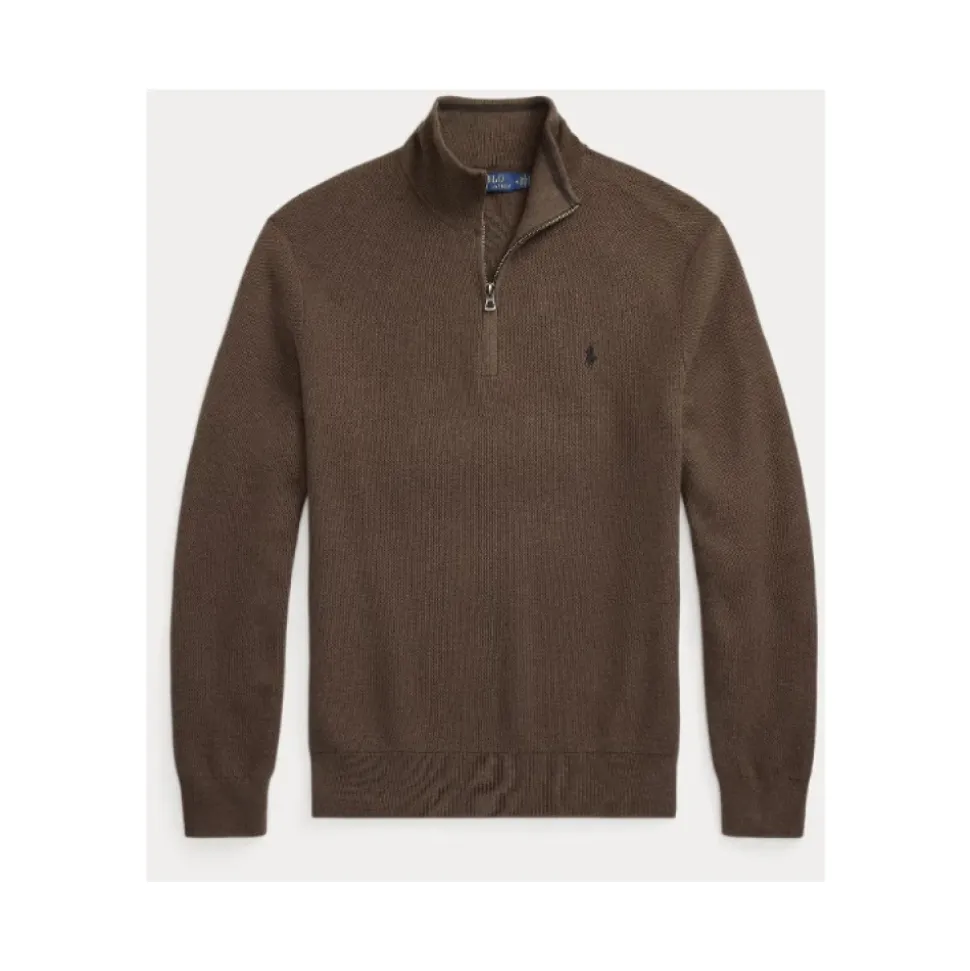 Mesh-Knit Cotton Quarter-Zip Jumper