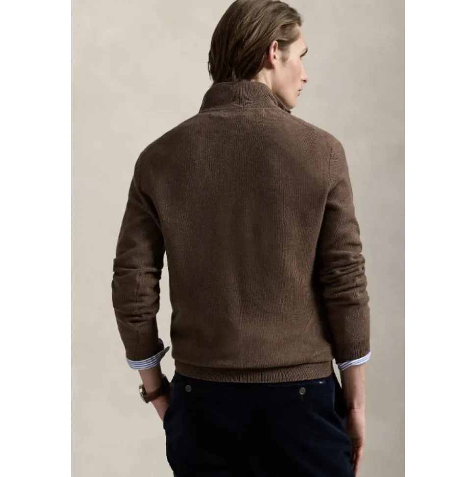 Mesh-Knit Cotton Quarter-Zip Jumper