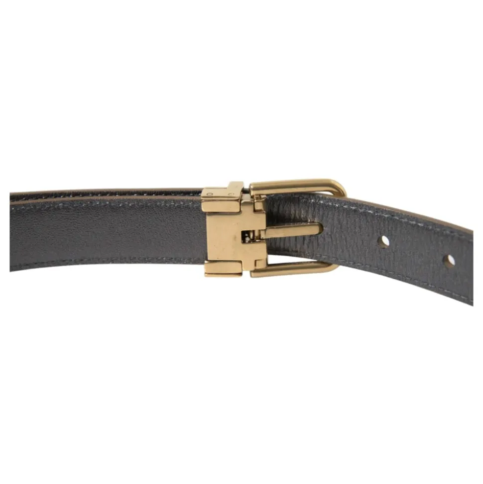 Metallic Gold Calf Leather Metal Buckle Belt