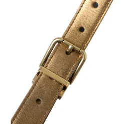 Metallic Gold Calf Leather Metal Buckle Belt