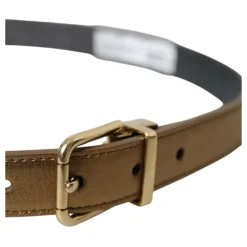 Metallic Gold Calf Leather Metal Buckle Belt