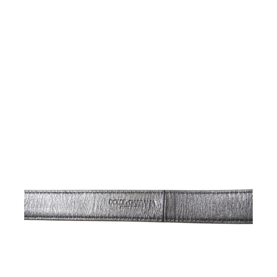 Metallic Gold Calf Leather Metal Buckle Belt