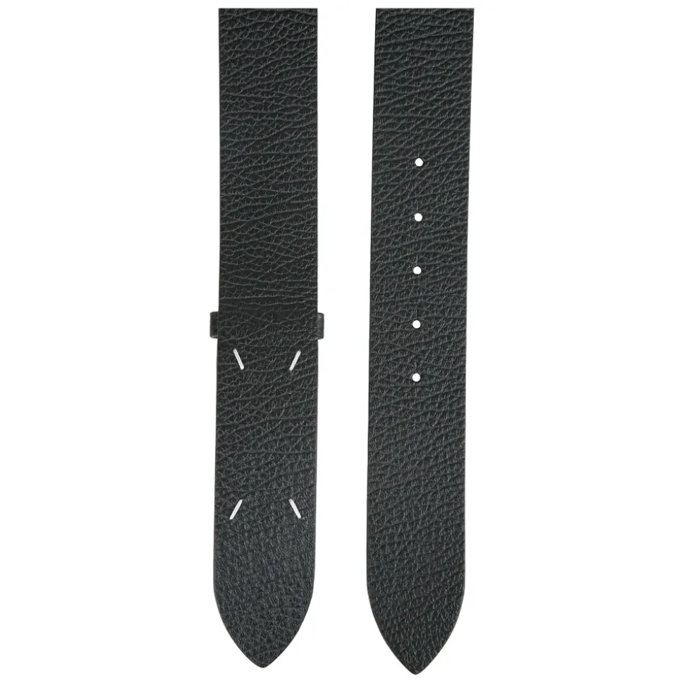 Metallic Leather Belt with Four Stitches